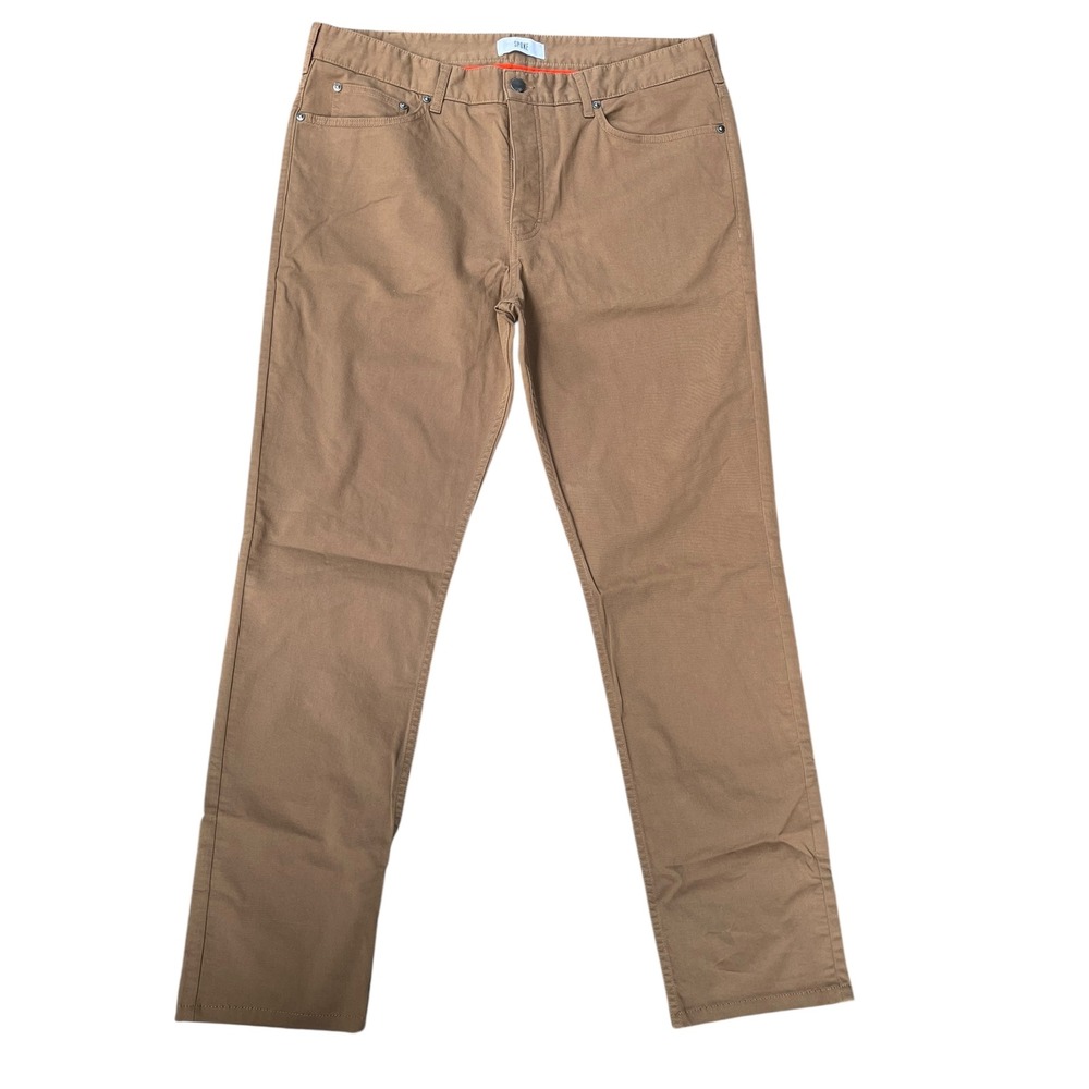 Spoke London Mens‎ Tan Chino Pants Casual Straight Fit Stretch Cotton Blend
